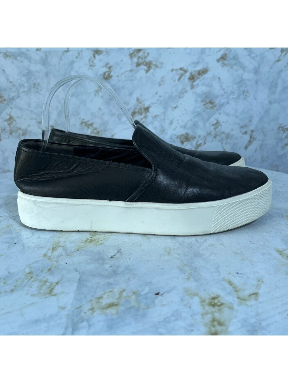 Vince Warren Women's Size 10M Shoes Black White Leather Comfort Fashion Sneakers